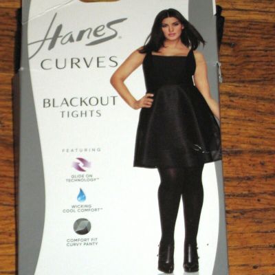 Hanes Curves Plus Size Blackout Tights Black HSP003 Size 1X/2X New