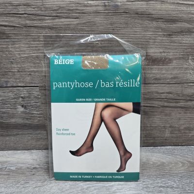 Day Sheer Reinforced Toe Natural Softness Women's Beige Pantyhose Queen Size