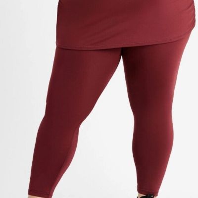 NWT Ashley Stewart Burgundy Sport Skirt Layered Leggings Sz 22/24 Retail-$44.50