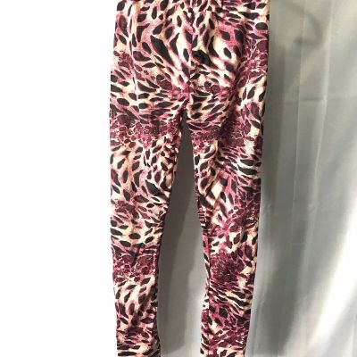 Chuns Womens Size XS PINK Animal Print Stretch Leggings Semi Sheer Fashion Wear