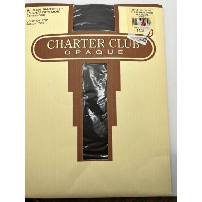 Charter Club Panty Top Silken Smooth Lycra Sheer Pantyhose Chocolate Size C