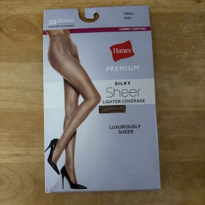 Hanes Premium Silky Sheer Nude Tummy Control 20 Denier Pantyhose Sz: S 95-140lbs