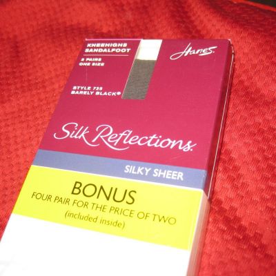 Hanes Silk Reflections Silky Sheer Knee Highs, Sheer Toe, 2-Pairs