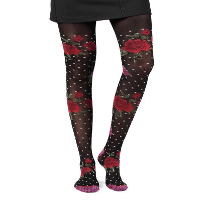 Fil de Jour France Fashion Tights 30D, FIL0414 Rose Dots, M/L, Made in Italy