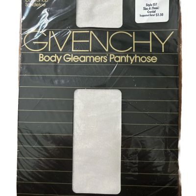 Vtg Givenchy Body Gleamers Shimmer Control Top Pantyhose Sz A  Gray Silver