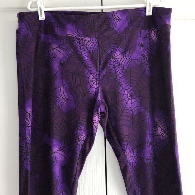 Halloween Women's Leggings High Rise  Size XXXL (22) Purple with Spider Webs