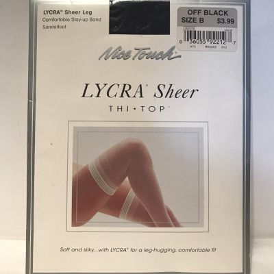 Vintage Sears Nice Touch Lycra Sheer Thi Top Stockings Off Black Women's Size B