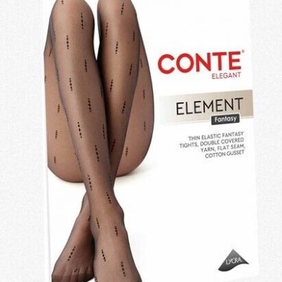 Conte ELEMENT, Women's fantasy tights 20Den with vertical pattern, black,size XL