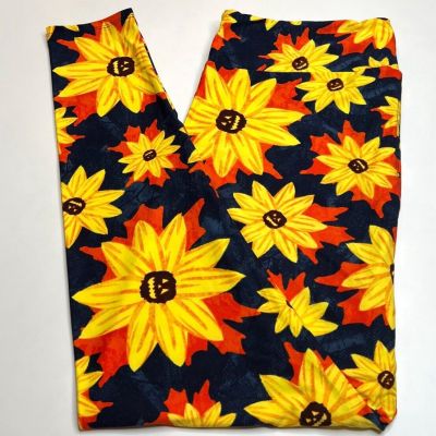 NEW LuLaRoe TC2 Legging SUNFLOWER Blue Yellow Orange FRIGHT CLUB COLLECTION Leaf