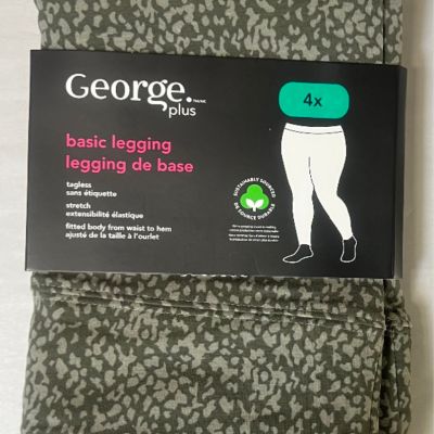 George Plus Women's Basic Leggings Size 4X Printed Green NWT