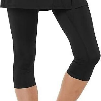 Women Capri Leggings with Skirt Attached Capri Pants Skirted Leggings Workout