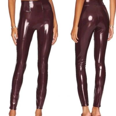 SPANX Faux Patent Leather Liquid Gloss Leggings Pants Ruby S. Medium NWT