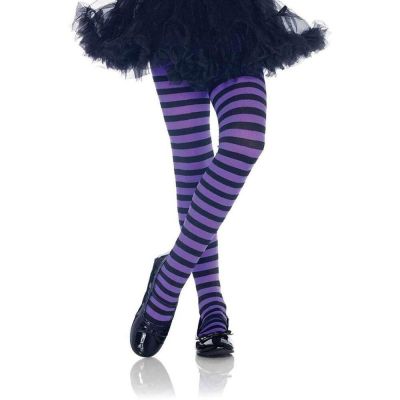 Purple/Black Striped Tights