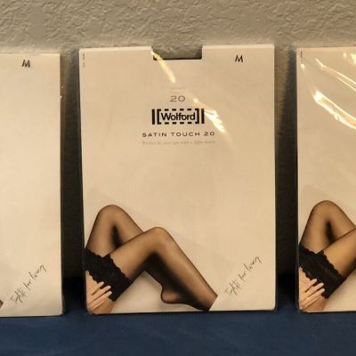 Wolford Women's Medium Satin Touch 20 Tights Perfect Fit, Stay Ups Lot Of 3 NEW