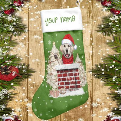 Personalized Labrador Retriever Christmas Stocking, Cute Dog Stocking (Style 12)