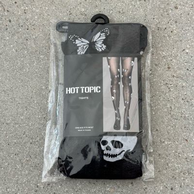 Hot Topic Black & White Skull / Butterfly Tights