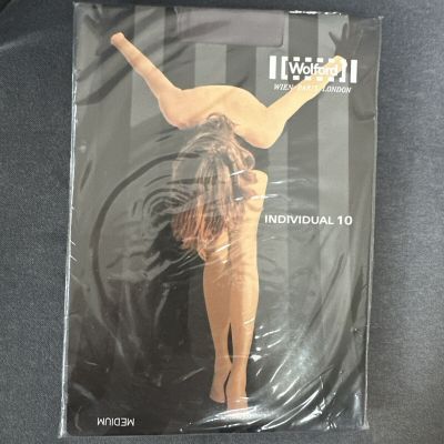 Wolford Individual 10 Den Pantyhose Tights Style 11640 7355 “Down” Brown M NWT