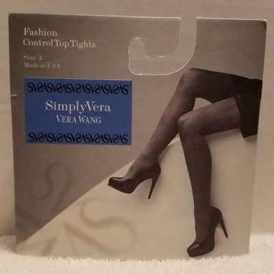 Women’s Vera Wang Simply Vera Fashion Control Top Tights Pantyhose Brown Size 3