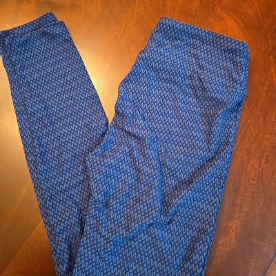 Lularoe Leggings OS, Blue With Blue Wave Pattern, NEW