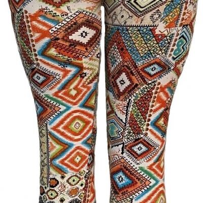 Womens leggings size L XL colorful stretch exercise pants boho cute excellent