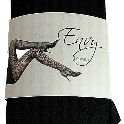 Legwear Tights Women's 1X/2X Black Solid Pattern 2 Pair Footed Premium USA Envy