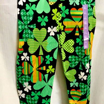 St Patrick Leggings Serra XL16-18 NWT plaid stripe wild Irish girl Shamrock-SOFT