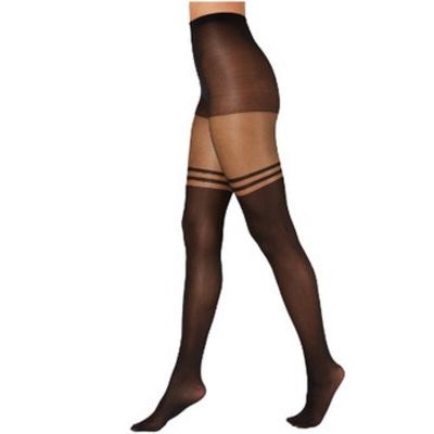 INC International Concepts Ladies Black Striped Thigh High Look Tights Size XS/S