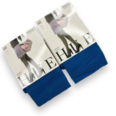 New Hue Womens Opaque Tights 2 Pair Pack Size 1 Imperial Blue New