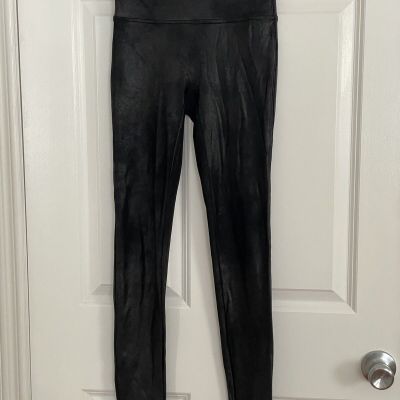 Spanx Black Faux Leather Shiny Leggings Pants Size S