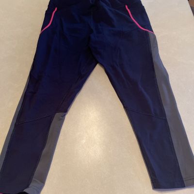 Avia Women’s Capri Leggings Navy Pink Gray Compressive Pockets Large