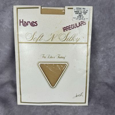 Vintage Hanes Soft n Silky Sheer Pantyhose  Irregulars Size B Gold Sheer Glimmer