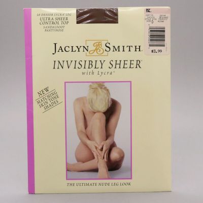 Vintage Jaclyn Smith Invisibly Sheer Sz D Mocha Control Top Pantyhose Sandalfoot