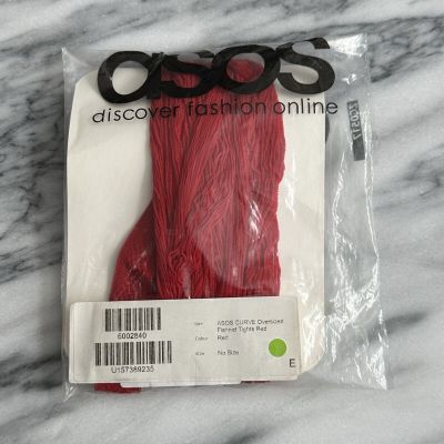 ASOS Curve Red Oversized Fishnet Tights One Size New Plus Size