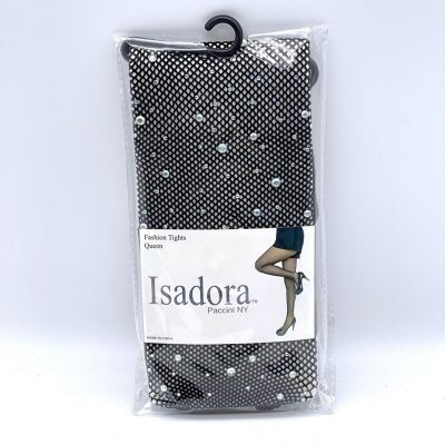 Isadora Paccini NY Black Fashion Fishnet Tights w/ Iridescent Rhinestones Queen