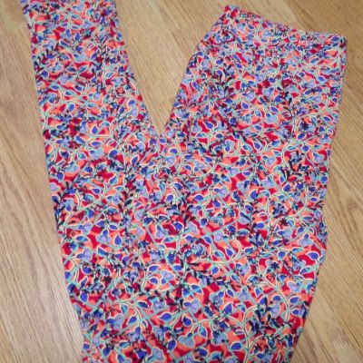 NEW LuLaRoe Leggings TC One Size 12-18 Curvy  Red Blue Floral