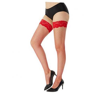 Fishnet Thigh High Stockings for Women Knee Highs with Large-X-Large Sjus-red