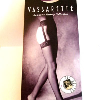 Vassarette Romantic Lace All-in-one Garter Stocking Shadow Toe Size S/M White