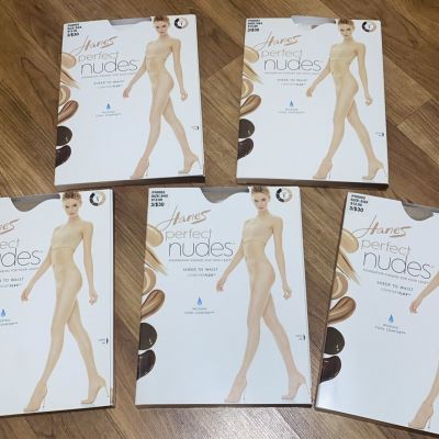 Lot Of 5 Hanes PN0002 Perfect Nudes Pantyhose 3/4X Nude 1