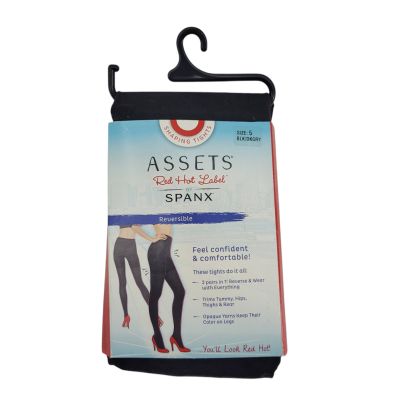 Spanx Assets Red Hot Label Reversible Tights Size 5 Black/Dark Gray NWT