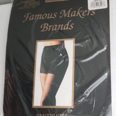 Famous Makers Brands Control Top  Black Pantyhose RN 44502 With Lycra Taupe M/T