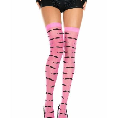 Brand New Mustache Spandex Sheer Thigh High Stockings Music Legs 4141