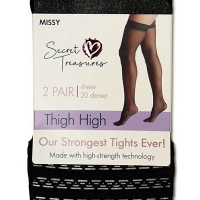 Secret Treasures wimen’s sheer tight highs 2 pk black missy