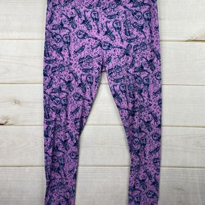 LuLaRoe Womens Leggings Size T/C Tall Curvy Pink Music Notes Saxaphone Violin