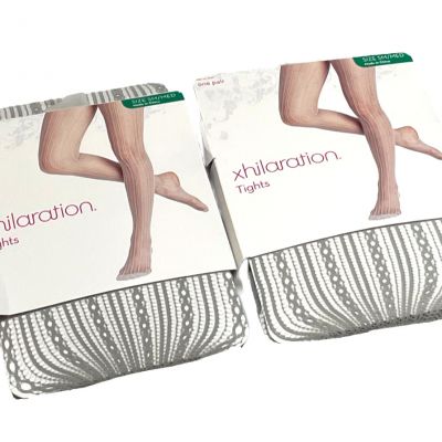 Xhilaration Tights Women SM/MED Wild Dove Gray Lace Fishnet 2 Pairs Nylon Blend