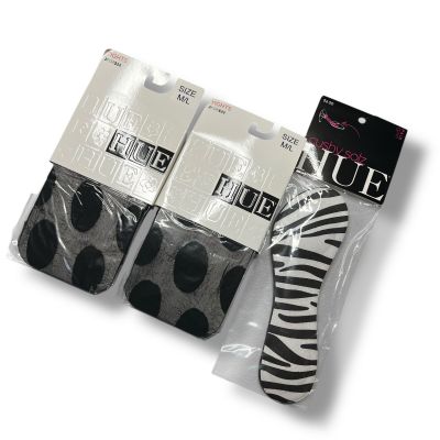 HUE Womens Polka Dot Control Top Tights Size M/L 2 Pair With Zebra Cushy Soles