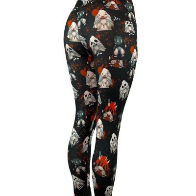 Killer Gnomes Horror Characters Super Soft Leggings Multiple Sizes w/ POCKETS