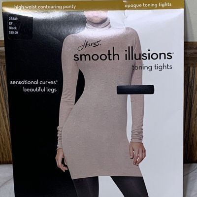 Hanes Smooth Illusions Opaque Toning Tights High Waist Contouring EF OB189 Black