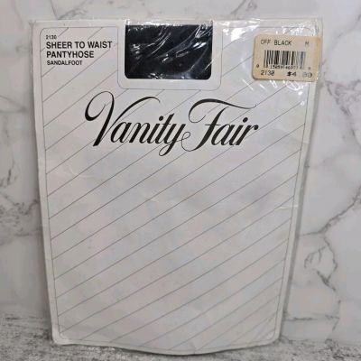 Vanity Fair Vintage Pantyhose Sheer Off Black Medium M Sandalfoot 2130