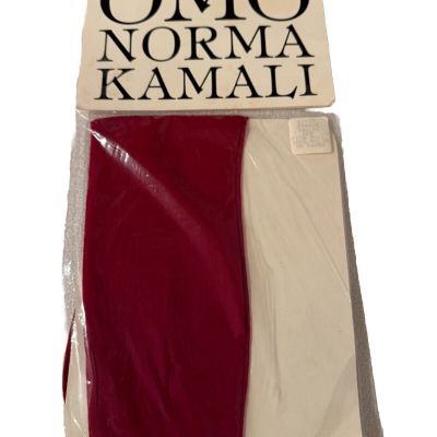 Vtg OMO Norma Kamali Thigh High Stockings Opaque Thi Hi Hosiery Red Wine L 9-11