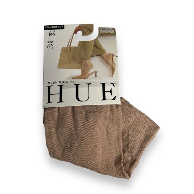 HUE Mesh Knee Hi Sock New Women’s Size 1 Natural 1 Pair Pack